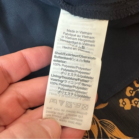 J Crew Women’s Blue & Gold Floral Chiffon High Neck NWT Dress Size 10 - Picture 7 of 8